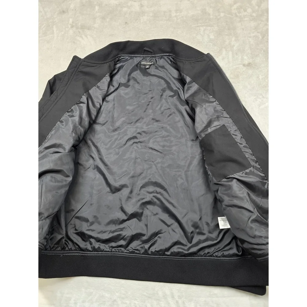 Banana Republic Bomber Jacket Mens 2XL Black Full Zip‎ Ribbed Trim Flight
